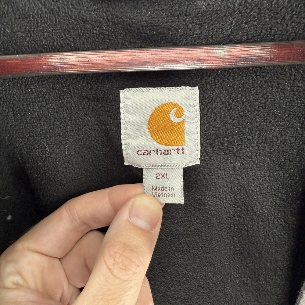 Carhartt Hoodie Mens 2XL Gray Full Zip Fleece Lined Pocket‎ Hooded Workwear